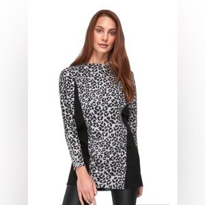 NWT Jones New York white and black leopard print stretch tunic dress size 16